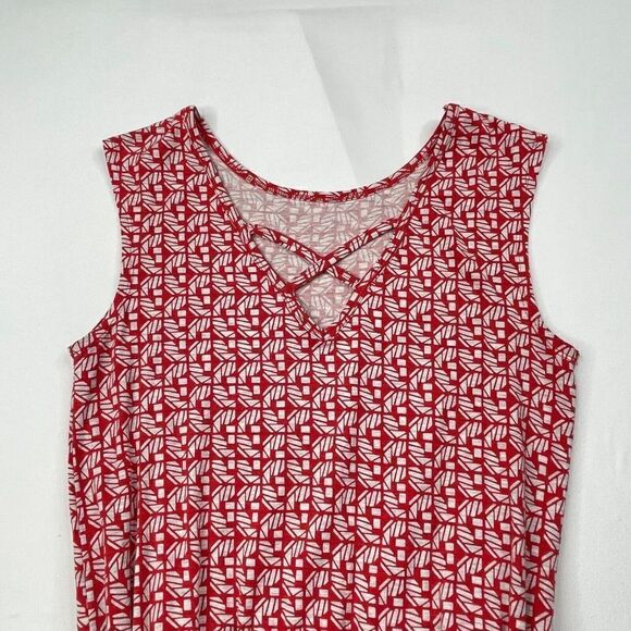 Athleta Astra Dress Red Gray Criss Cross Back Dress - Picture 2 of 6